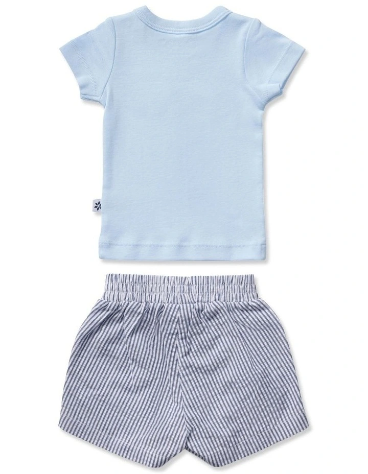Best Friends T-shirt And Woven Shorts Set in Blue image 6
