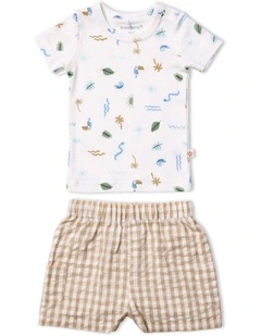 T-Shirt & Woven Shorts Set in Endless Summer Print