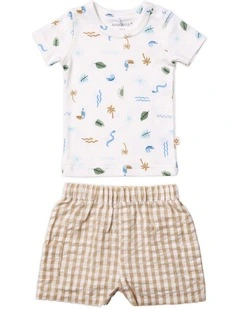 T-Shirt & Woven Shorts Set in Endless Summer Print