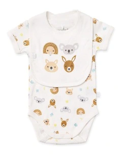 Australiana Bodysuit And Bib in Brown