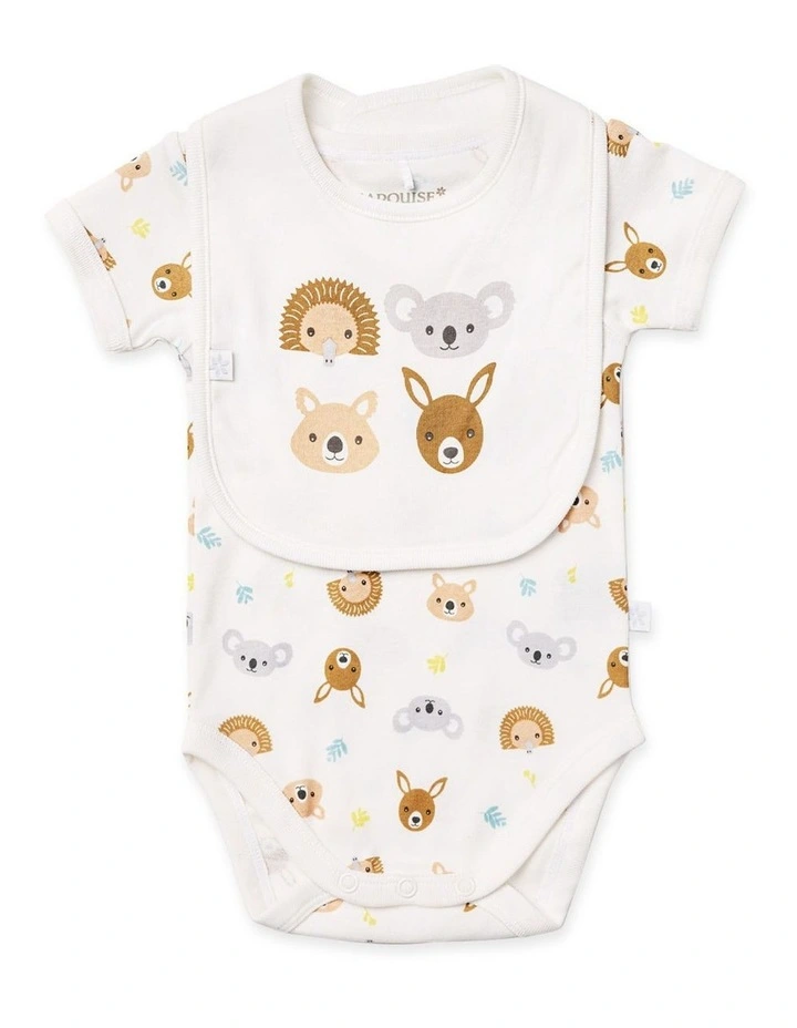 Australiana Bodysuit And Bib in Brown image 1
