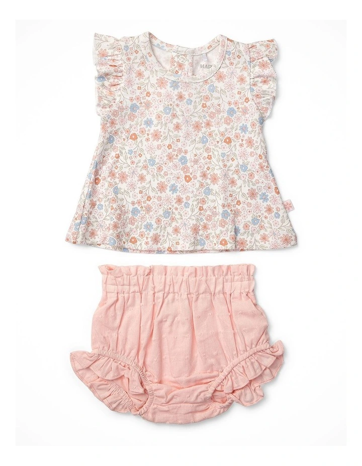 Summer Petals Frill Sleeve Top & Woven Bloomer Set image 1