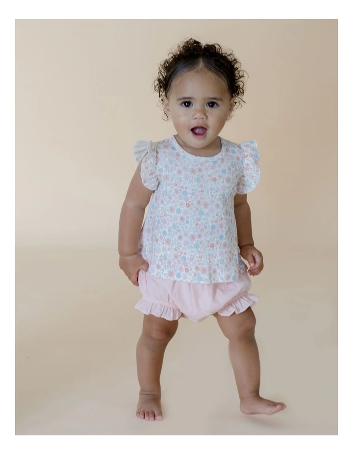 Summer Petals Frill Sleeve Top & Woven Bloomer Set image 4