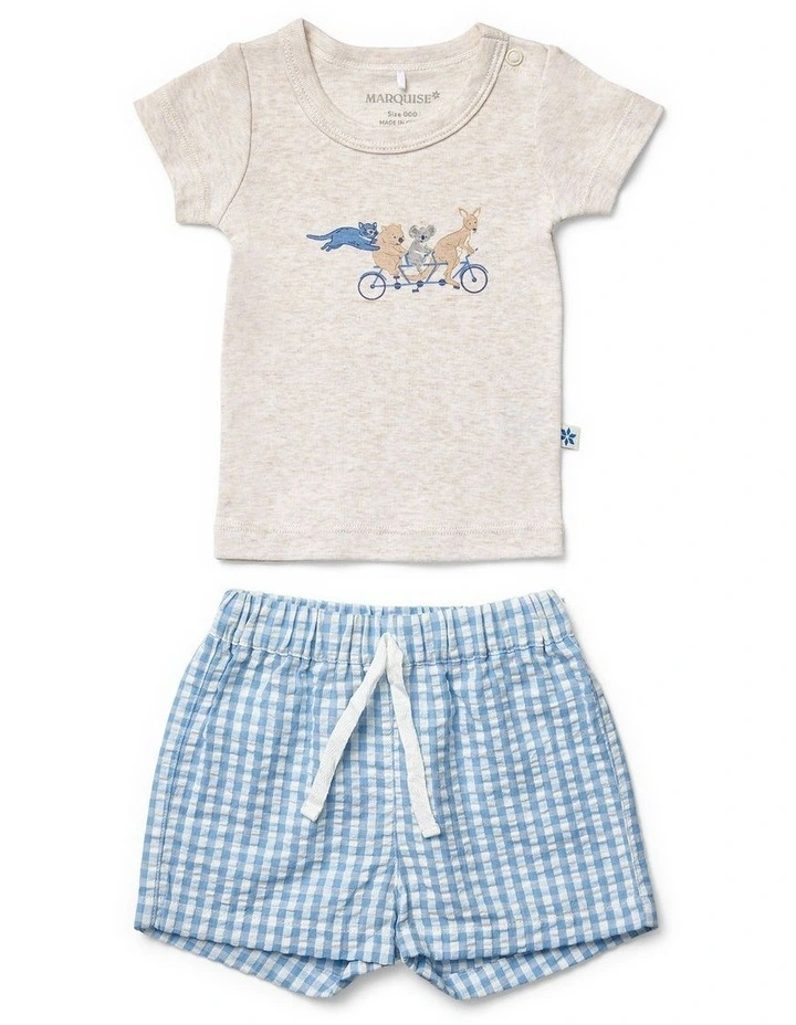 TEE AND WOVEN GINGHAM SHORTS SET image 1