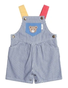 Classic Stripe Short Overalls in Blue