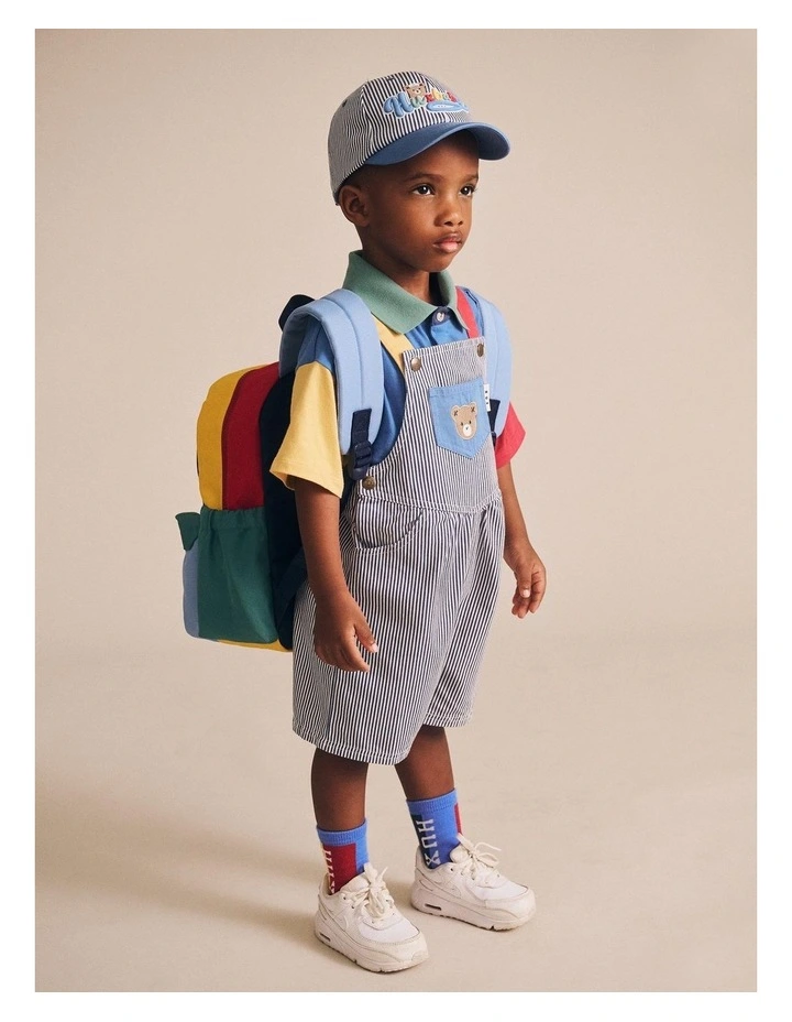 Classic Stripe Short Overalls in Blue image 3