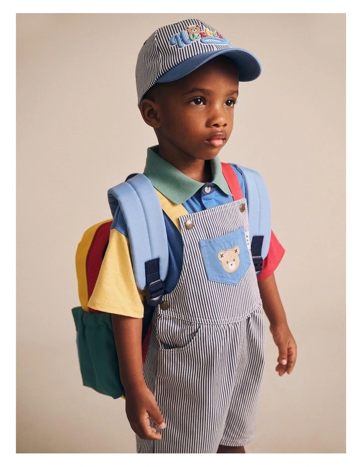 Classic Stripe Short Overalls in Blue image 6