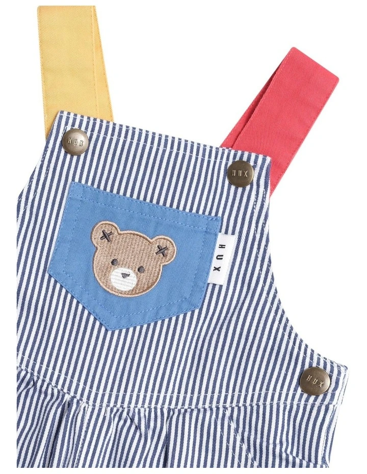 Classic Stripe Short Overalls in Blue image 7