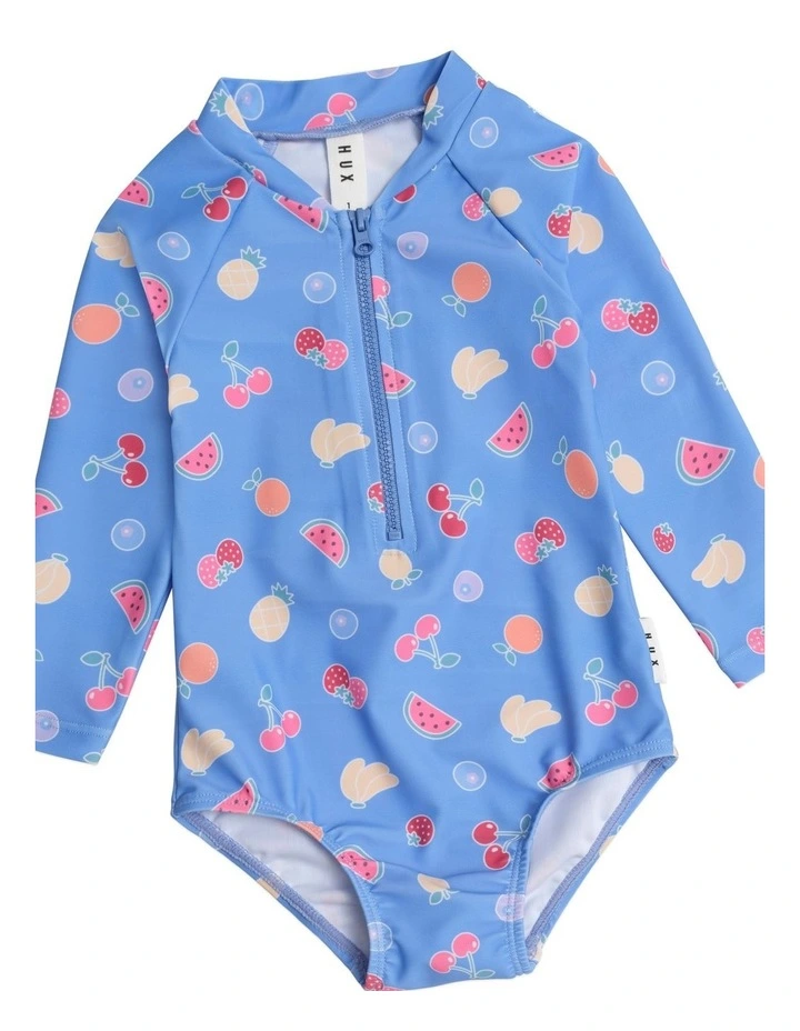 Fruit Emoji Zip Swimsuit in Blue image 5