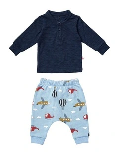 Henley Top And Pant Set in Multi