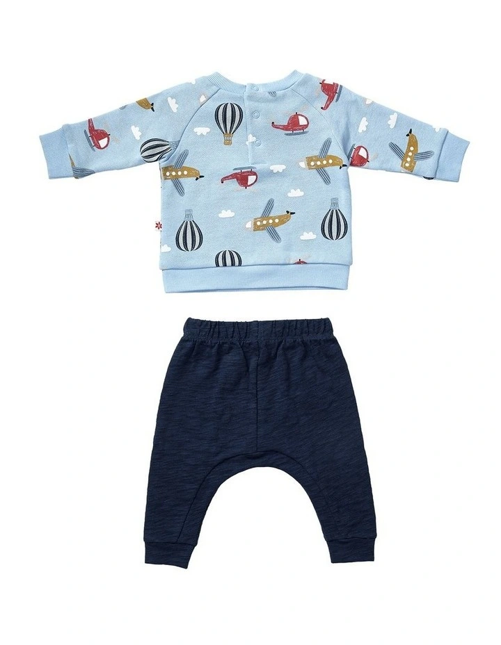 Fleece Jumper And Slub Pant Set in Multi image 3