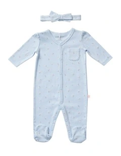 Wintergarden Studsuit And Headband Set in Blue