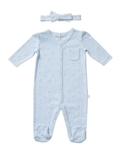 Wintergarden Studsuit And Headband Set in Blue