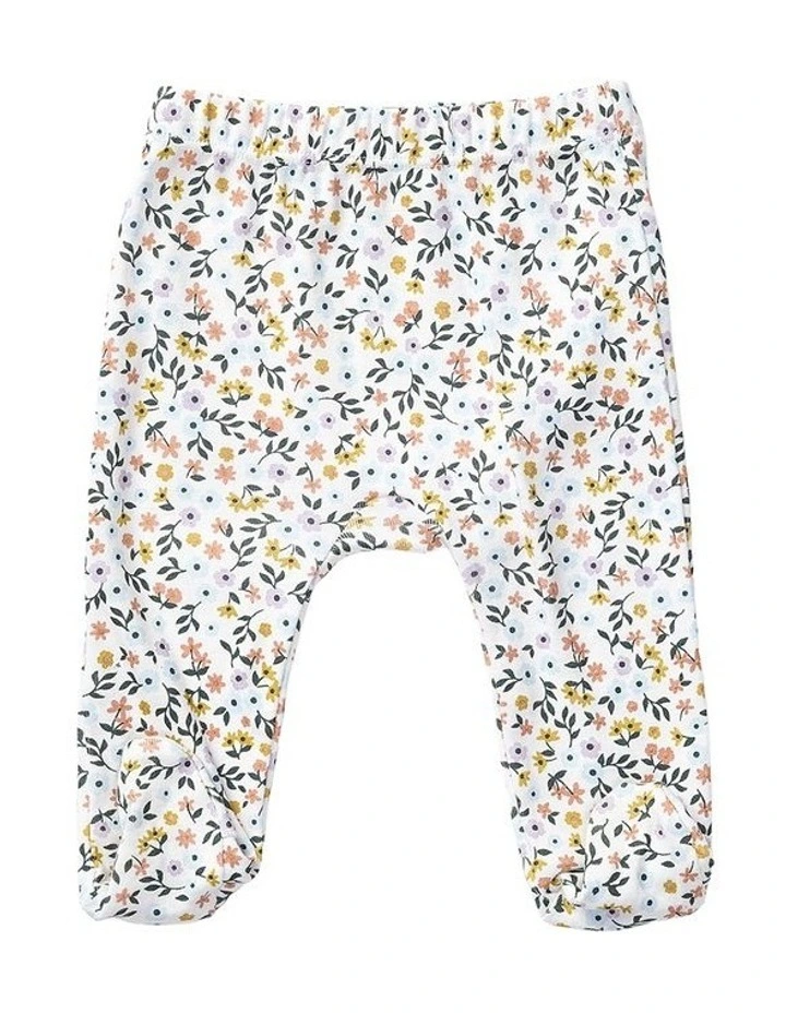 Rib Frill Bodysuit And Footed Legging Set in Pink image 4