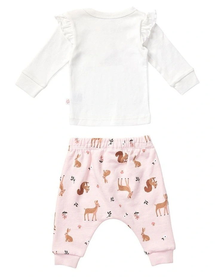 Frill Top And Fleece Pant Set in Multi image 2