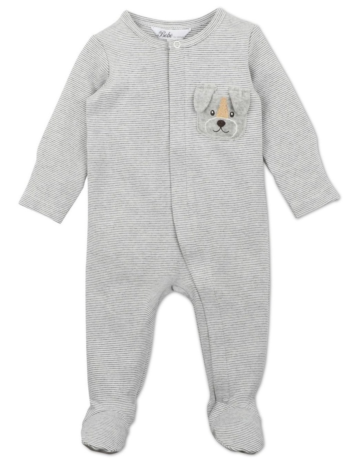 Long Sleeve Zip Onesie in Grey Cloud Stripe Grey