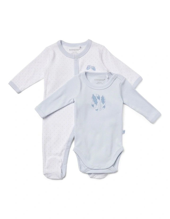Acorn Studsuit and Bodyspencer 2 Piece Set in Soft Blue/Small Spot image 1