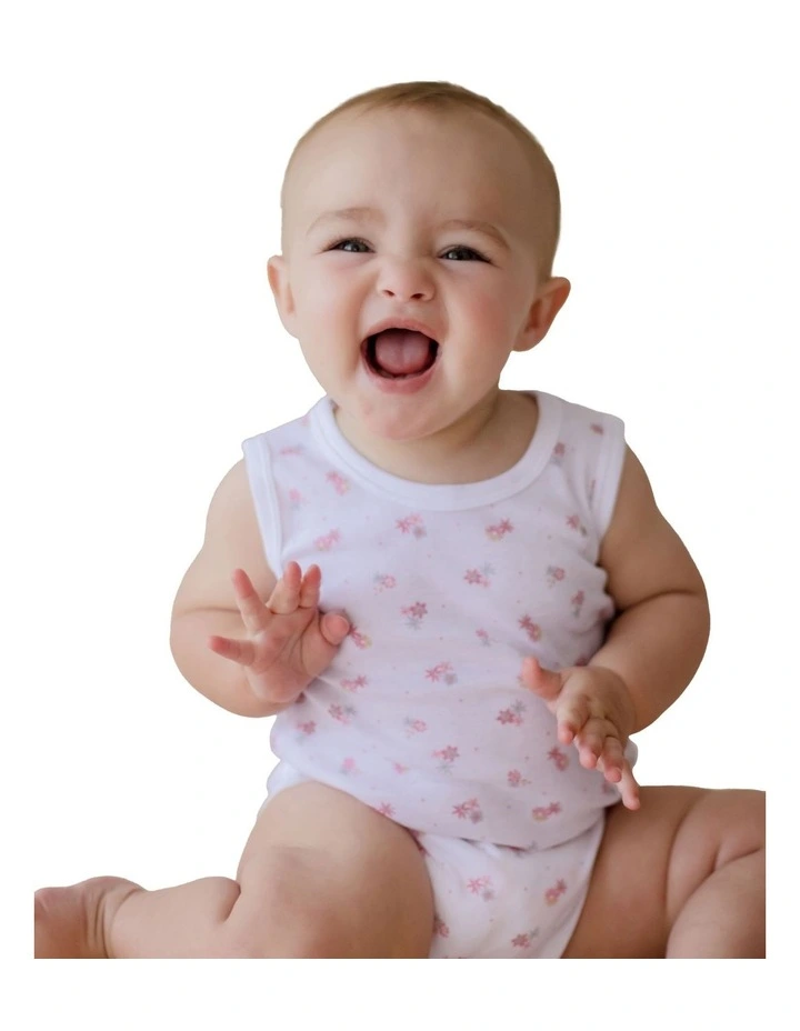 Sleeveless Bodysuit 2 Pack in White/Pink Stripe image 2