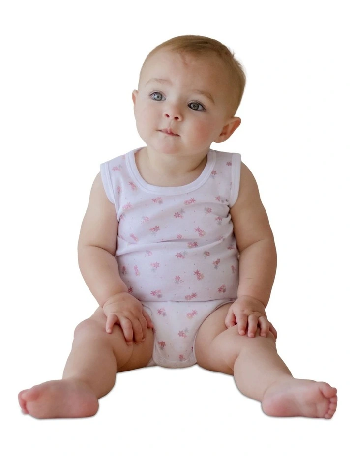 Sleeveless Bodysuit 2 Pack in White/Pink Stripe image 4