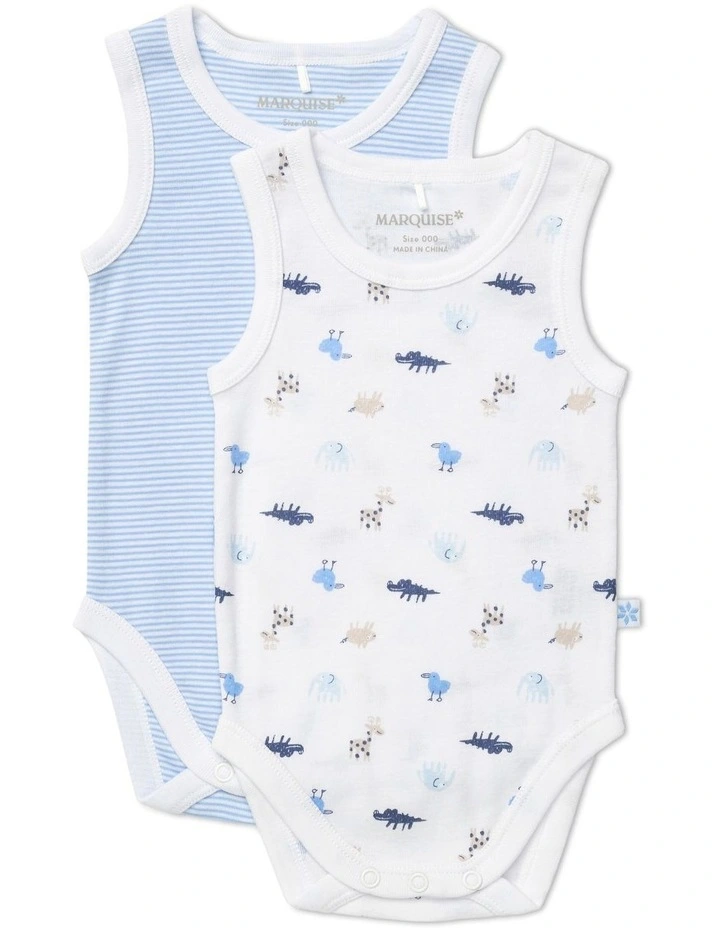 Sleeveless Bodysuit 2 Pack in Blue image 1