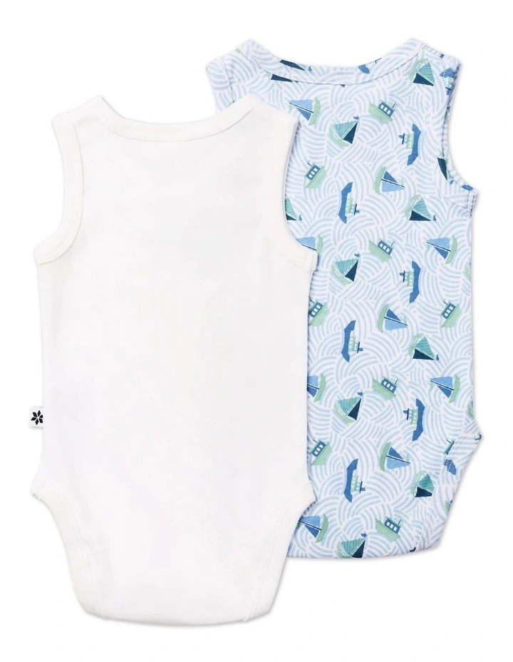 By The Sea Sleeveless Bodysuit 2 Pack in Multi image 2