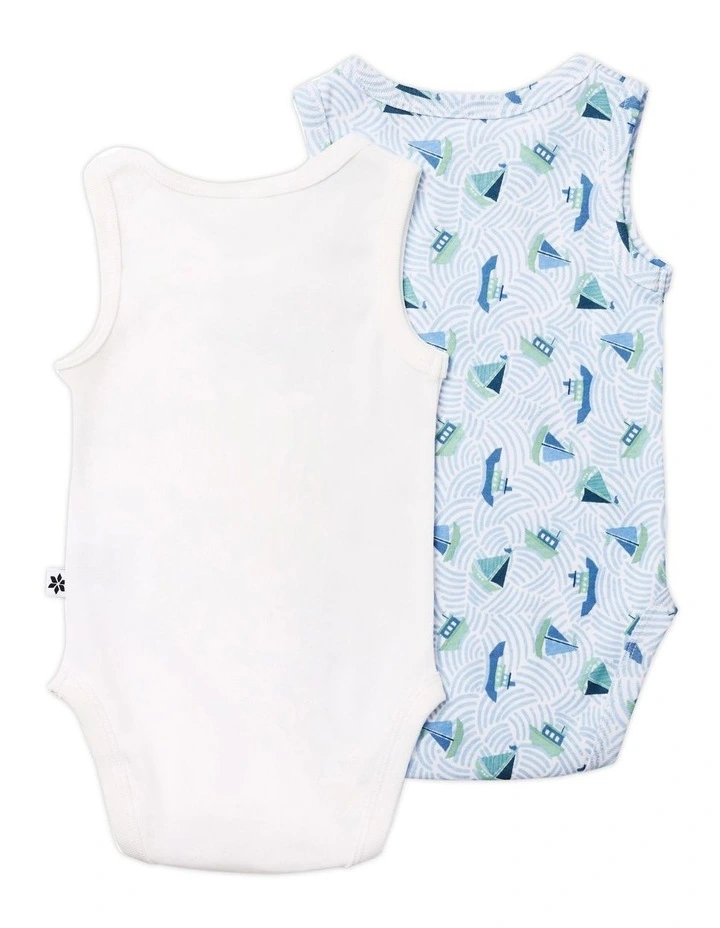 By The Sea Sleeveless Bodysuit 2 Pack in Multi image 3