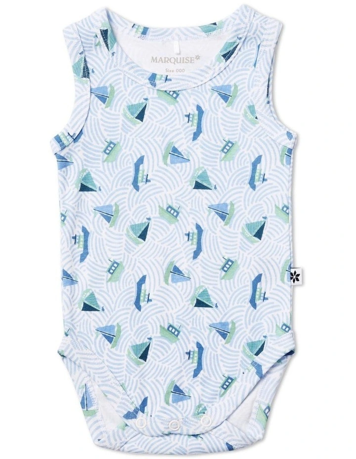 By The Sea Sleeveless Bodysuit 2 Pack in Multi image 3