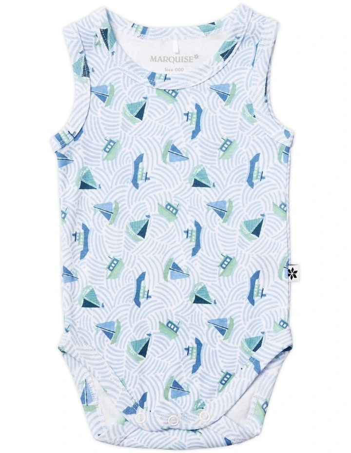 By The Sea Sleeveless Bodysuit 2 Pack in Multi image 4