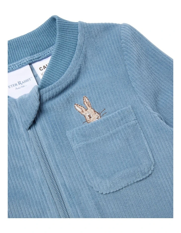 Textured Velour Coverall in Blue image 3