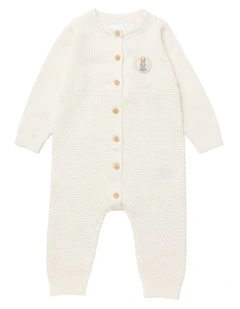 Peter Rabbit Knit Romper in Egret