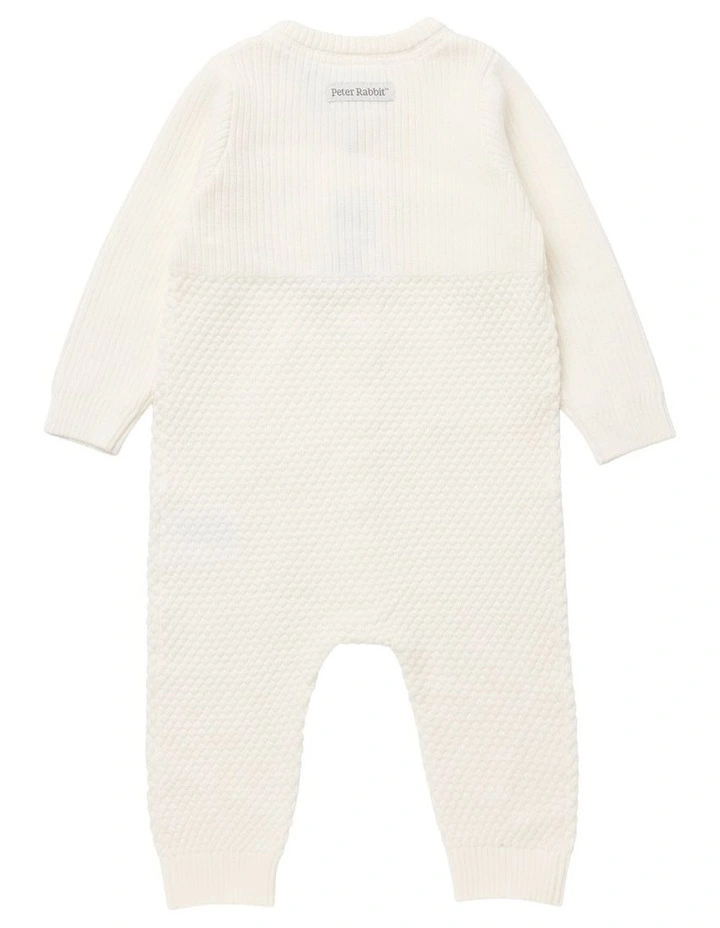 Peter Rabbit Knit Romper in Egret image 2