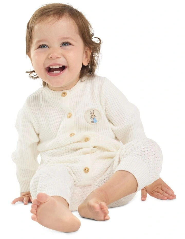 Peter Rabbit Knit Romper in Egret image 3