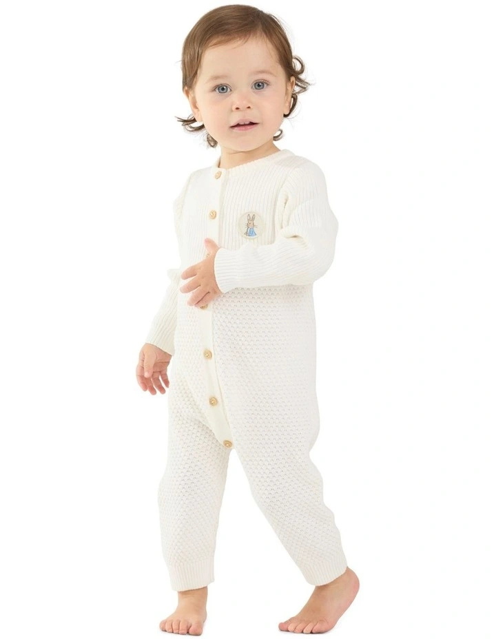 Peter Rabbit Knit Romper in Egret image 5