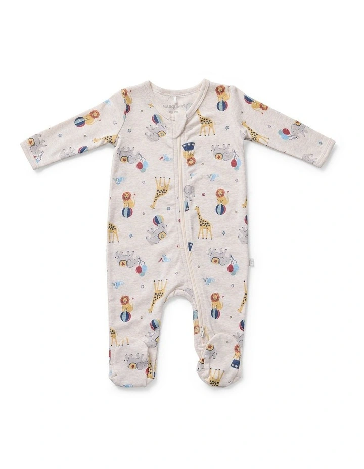 Circus Footed Zipsuit in Grey image 1