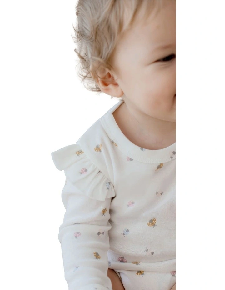 Ladybug Frill Bodysuit in Cream image 3