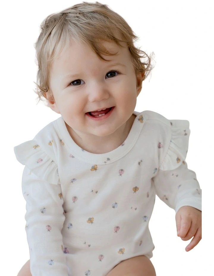 Ladybug Frill Bodysuit in Cream image 4