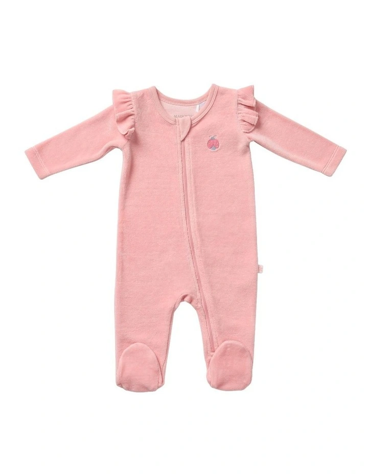 Frill And Ladybug Embroidery Zipsuit in Pink image 1