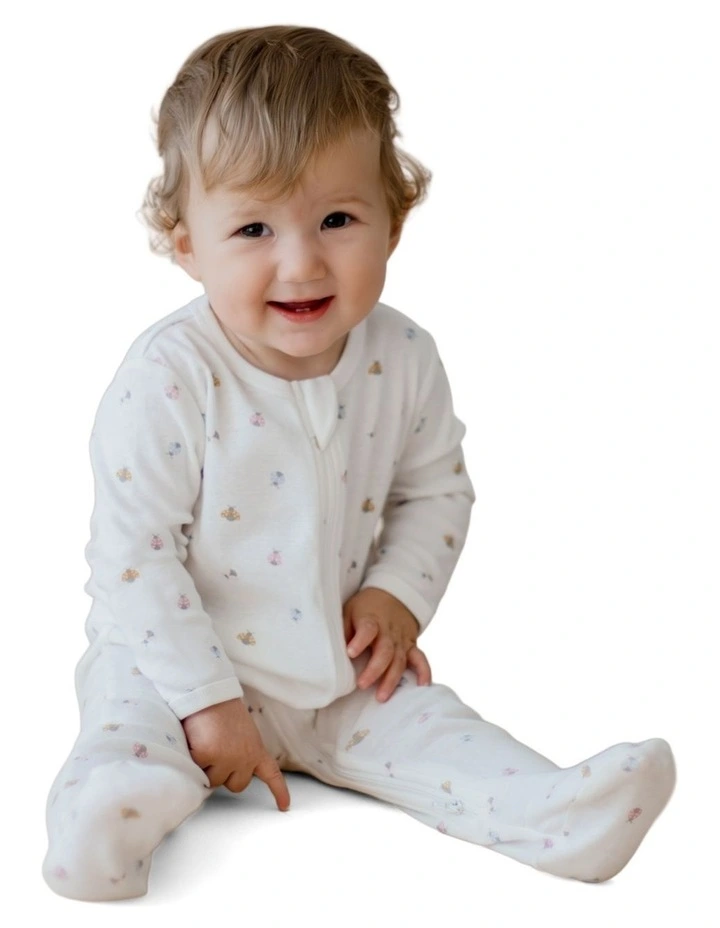 Ladybug Zipsuit in Cream image 2