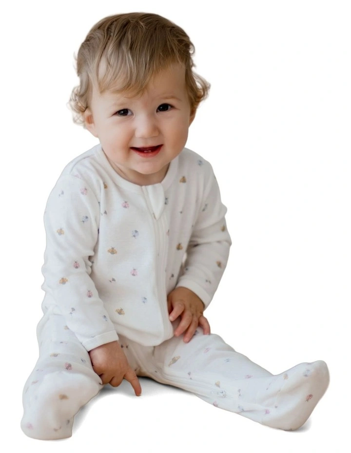 Ladybug Zipsuit in Cream image 3