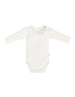 Woven Collar Bodysuit in Cream