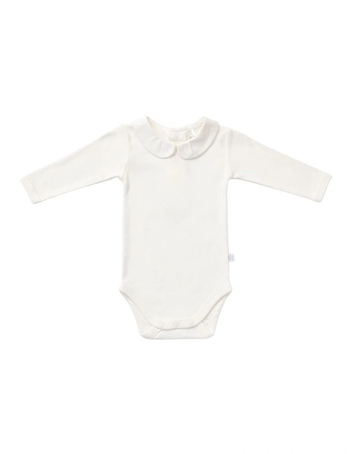 Woven Collar Bodysuit in Cream image 1