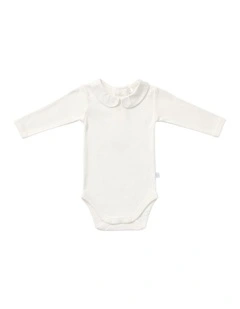 Woven Collar Bodysuit in Cream