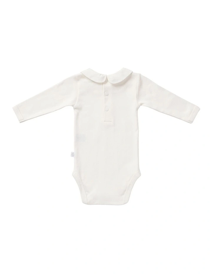 Woven Collar Bodysuit in Cream image 2