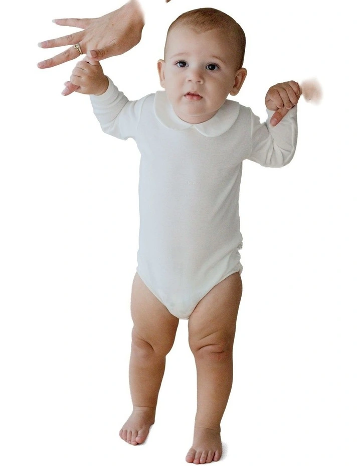 Woven Collar Bodysuit in Cream image 3