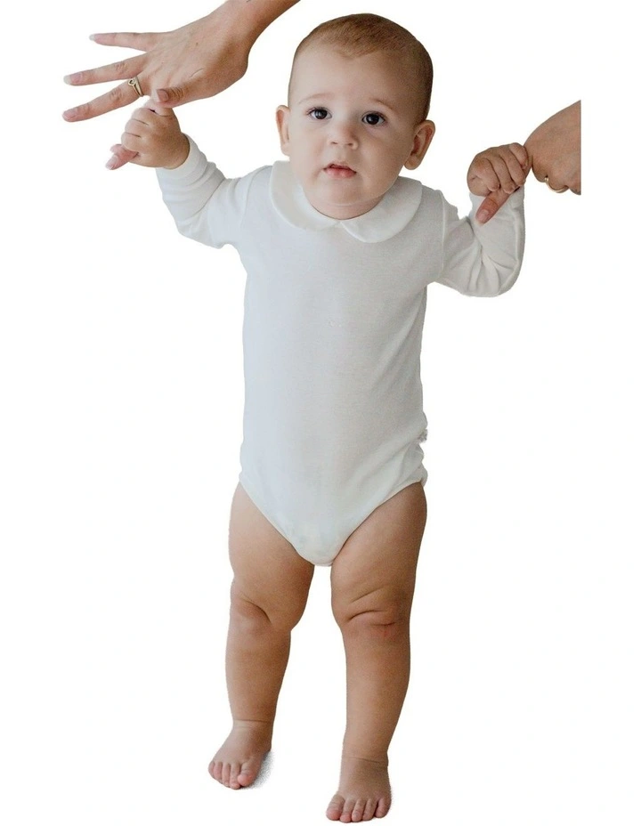 Woven Collar Bodysuit in Cream image 3