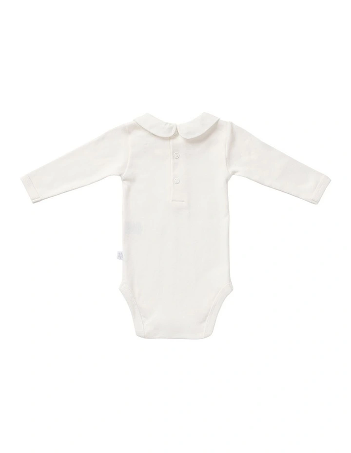 Woven Collar Bodysuit in Cream image 4