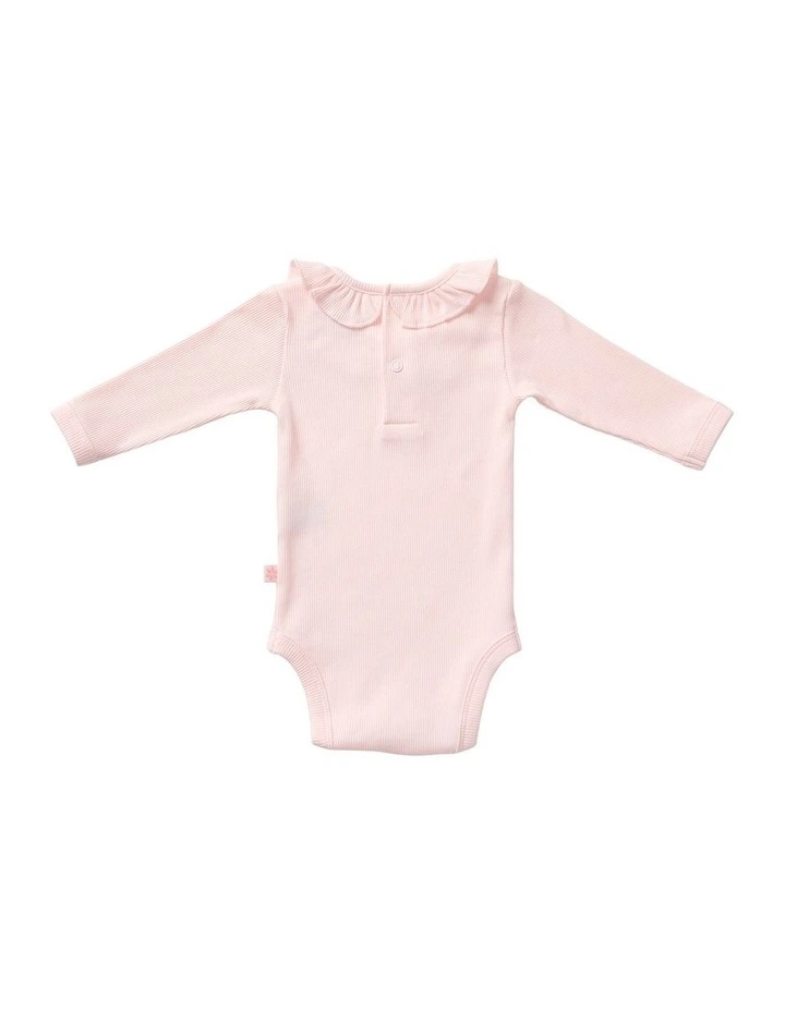 Frill Collar Rib Bodysuit in Pink image 2