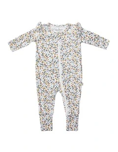 Cuffed Zipsuit With Frill Detail in Multi