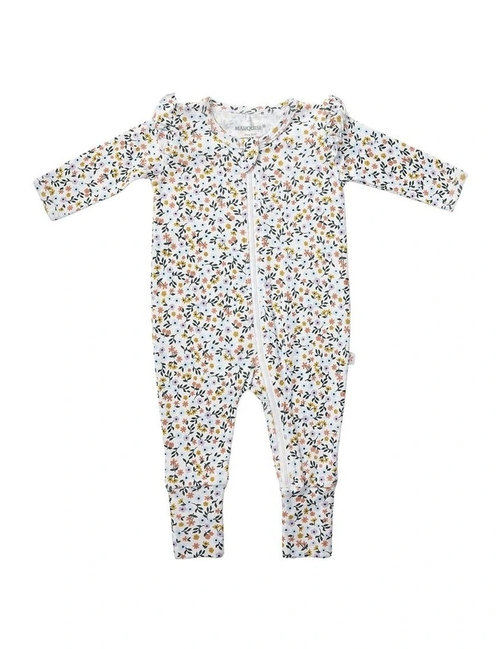 Cuffed Zipsuit With Frill Detail in Multi image 1