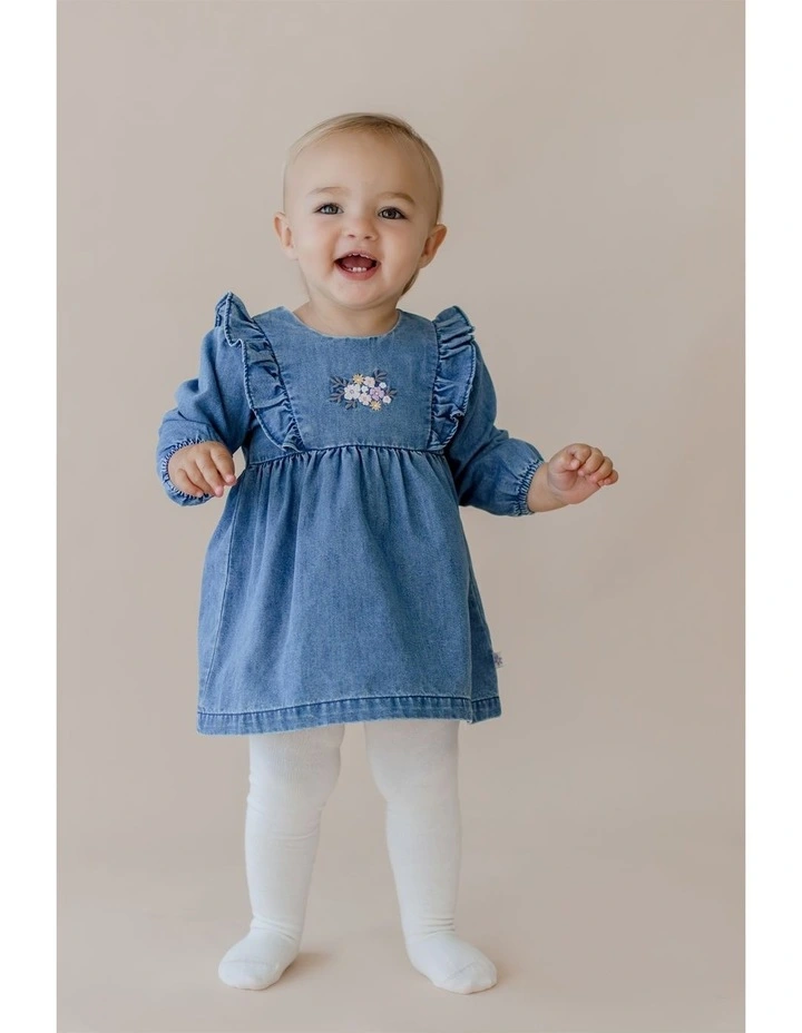 Embroidered Chambray Dress in Chambray Blue Muslin image 4
